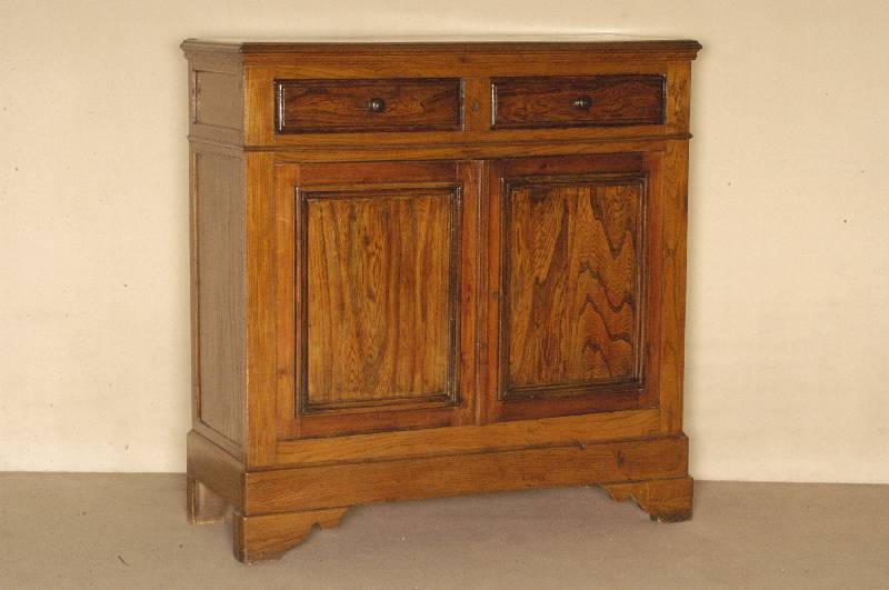 Anrichte, Elsaß/Lothringen, um 1900, Korpus Weichholz, Inlets mit Palisanderfurnier, 2 -schÜbig, teilrestauriert, ursprÜnglich mit Aufsatz, ...