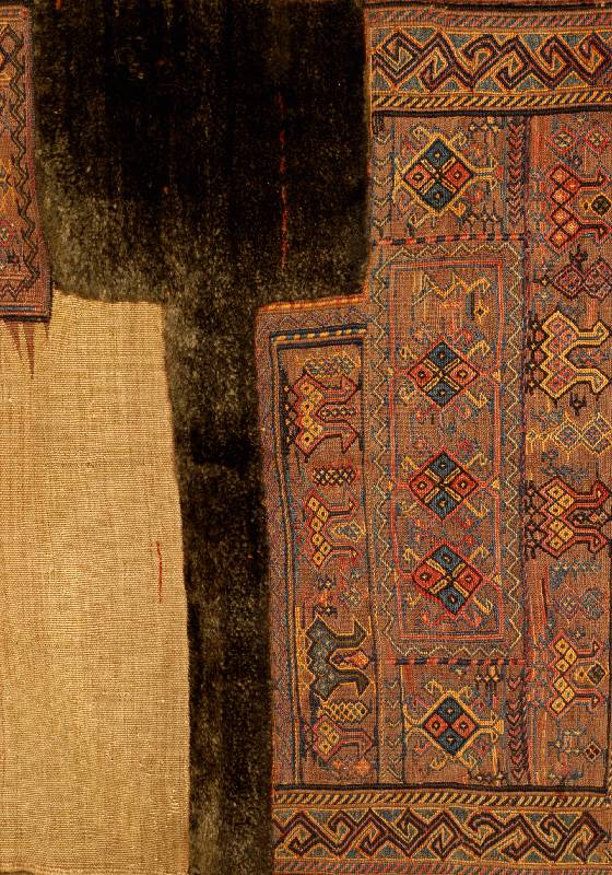 Offene Tasche, Shahsawan, um 1920, Wolle auf Wolle, ca. 93 x 77 cm, SchÄtzwert: 1.100.- EURO, EHZ: 2. teils Sumakh teils geknÜpft. kleines Loch