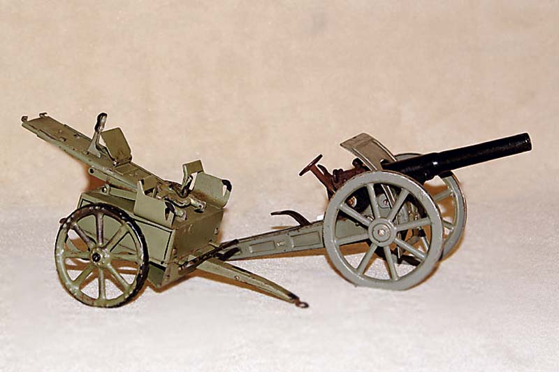 Lafetten-Wagen, fÜr Elastolin/Lineol, 30er Jahre, Blech, Vollst. nicht geprÜft, Fkt. eingeschrÄnkt, L. ca. 20 cm