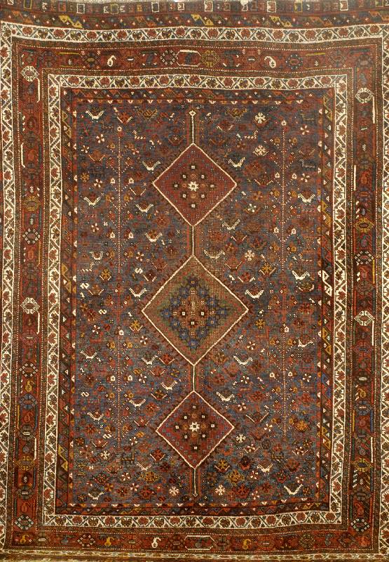 Vogel Chamseh Antik, Persien, um 1900, Wolle auf Wolle, ca. 218 x 161 cm, EHZ: 4-5
