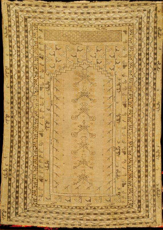 Ghiordes Antik, Türkei, reine Pflanzenfarbe n, 18.Jahrhundert (um 1800), Wolle geknüpft au f Wolle, ca. 180 x 130 cm, grobe Knüpfung, loc kerer ...