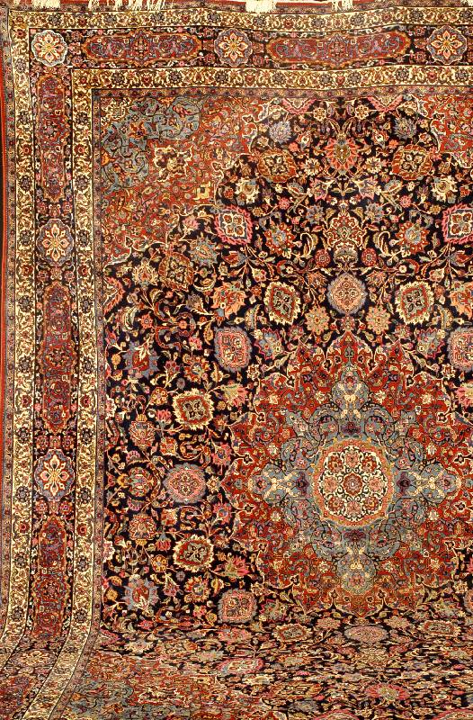 Teheran Antik, Zentralpersien, um 1900, seh r feine hochwertige Korkwolle, ca. 423 x 310 c m (großformatige Teheran Teppiche kommen sehr selten ...