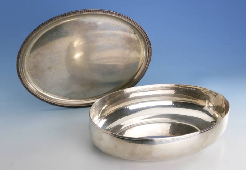 Tablett, 800er Silber, stil. Akanthusblatt- verzierung, ca. 36 x 28 cm, ca. 550 g
