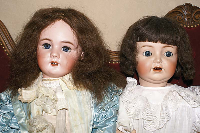 Porzellankopfpuppe, FS & C, Simon & Halbig, 1912, 1296, braune PerÜcke, blaue Schlafaugen, offener Mund, zwei ZÄhnchen oben, MassekÖrper, ...