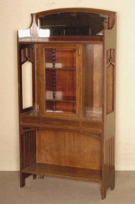 Jugendstil-Vitrinenschrank, deutsch/Darmstadt, um 1902/04, allergrÖßte NÄhe zur KÜnstlerkolonie, Mahagoni massiv, Mahagonifurnier, 4-fach ...