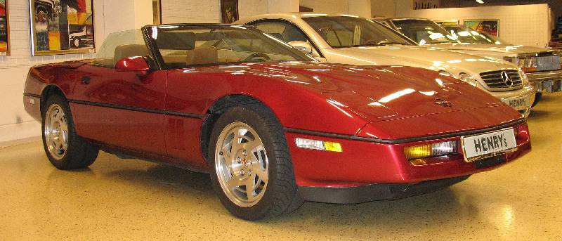 CHEVROLET Corvette Cabrio C4, Bj. 11/89, V8 mit 5734 ccm, geschmackvolle Farbkombination Aussen Candy Apple red metallic, Innen Leder Dattel, alles ...