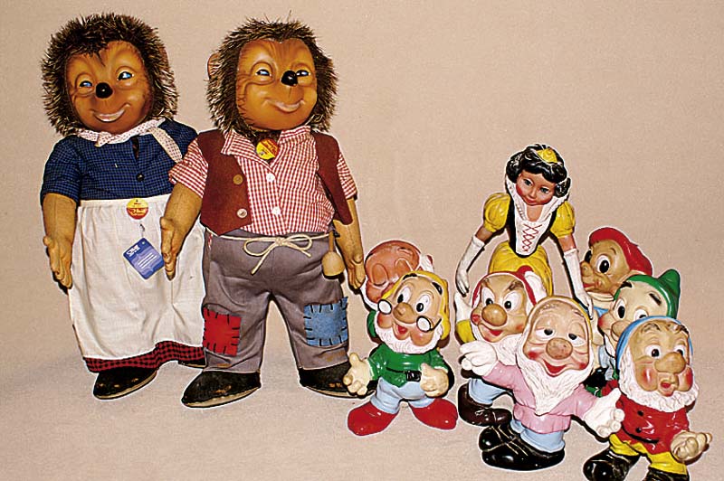 Mecki und Micki, Steiff, 60er/70er Jahre, beide ca. 53 cm, Mickis LÖffel fehlt, sonst guter Zustand, l. bespielt