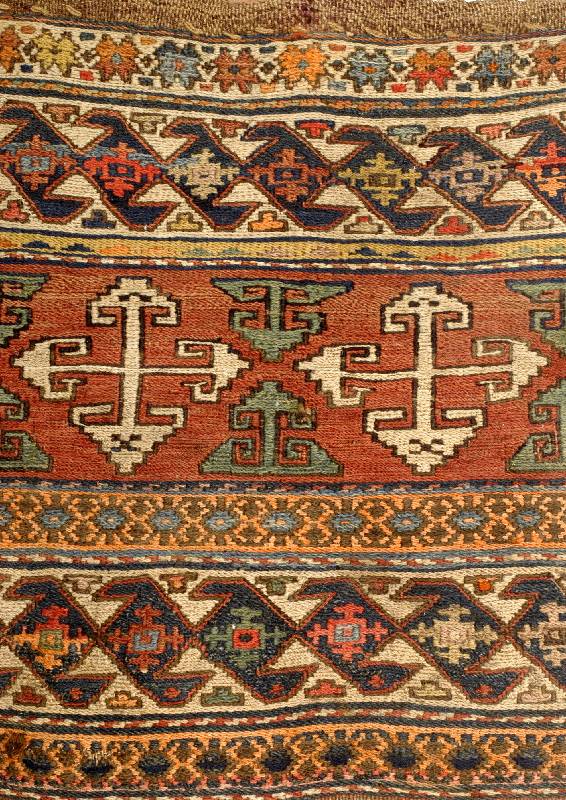 Mafraschteil, Sumagh, Schiraz, Persien um 1920, Wolle auf Wolle, ca. 42 x 38 cm, EHZ: 2-3