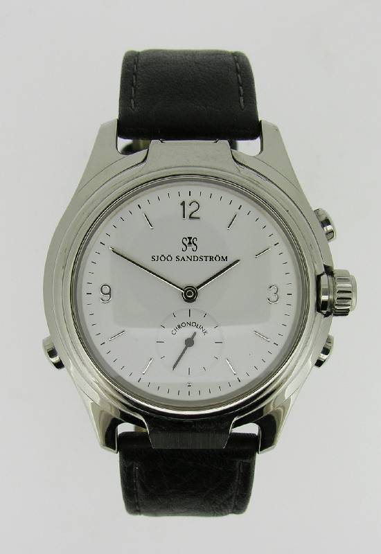 SJÖÖ SANDSTRÖM Herrenarmbanduhr Chronolink Worldtimer UTC, Handaufzug, pol. Edelstahl- geh. aufklappbar, mit zus. digitalem UTC Modul , Anz. v. ...