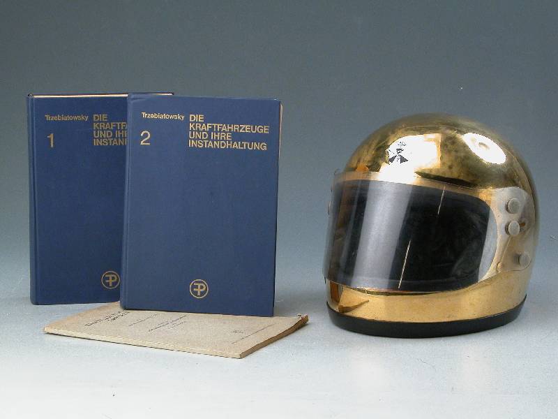 1 HELM Integral 24-Karat vergoldet Marke GY?RY GY Pneu 77 aufblasbar ONS/OMK-geprüft mit Plakette im Helm - berieben