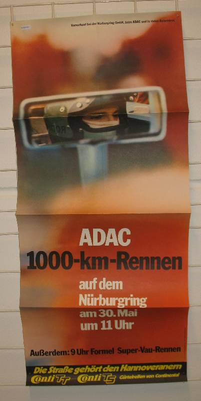 VERANSTALTUNGSPLAKAT 1000km-Rennen Nürburgring am 30.05. 70er Jahre