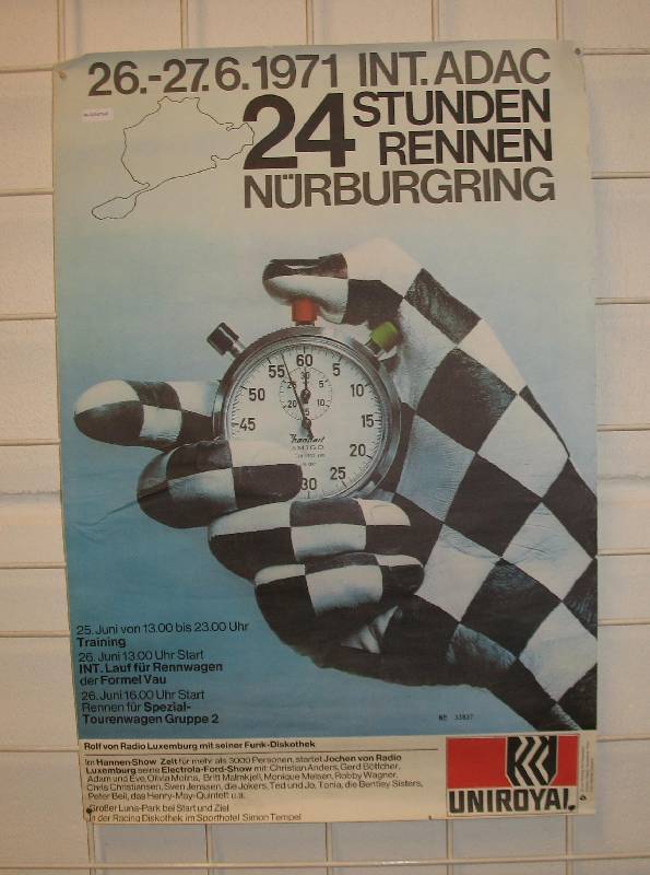 VERANSTALTUNGSPLAKAT Nürburgring 24h-Rennen vom 26.06.1971