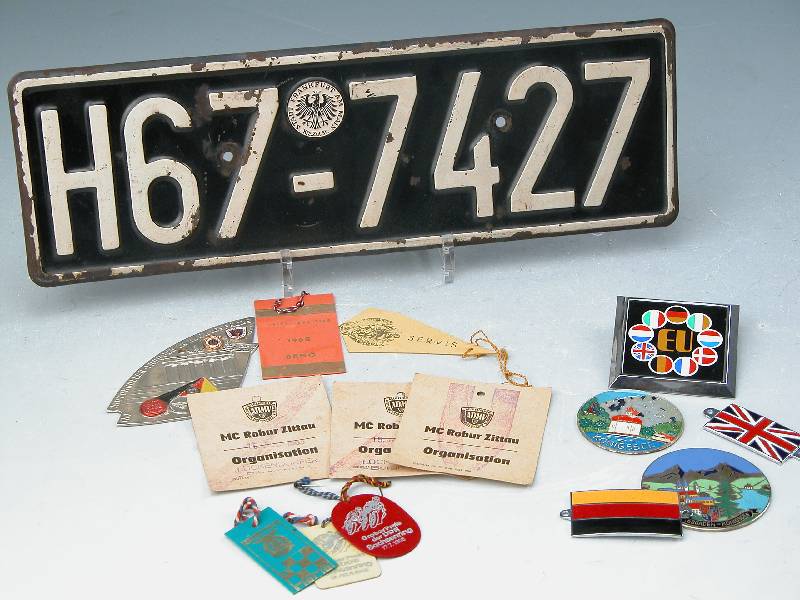 6 PLAKETTEN MOTORRADSPORT aus den 60ern plus diverse Eintrittskarten