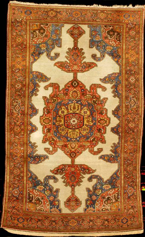 Weißgrundiger antiker Malayer, Westpersien, Naturfarben, um 1900, Wolle geknÜpft auf Baum wolle, ca. 209 x 127 cm, feine KnÜpfung, feine r ...