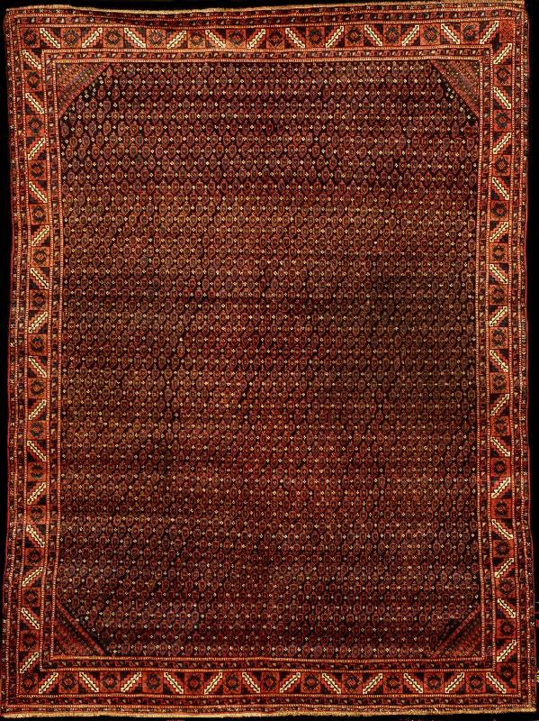 Feiner Senneh alt, Nordwestpersien, um 1940 , feine glanzreiche Wolle geknÜpft auf Baumwol le, ca. 186 x 136 cm, bemerkenswerte feine KnÜ pfung, ...