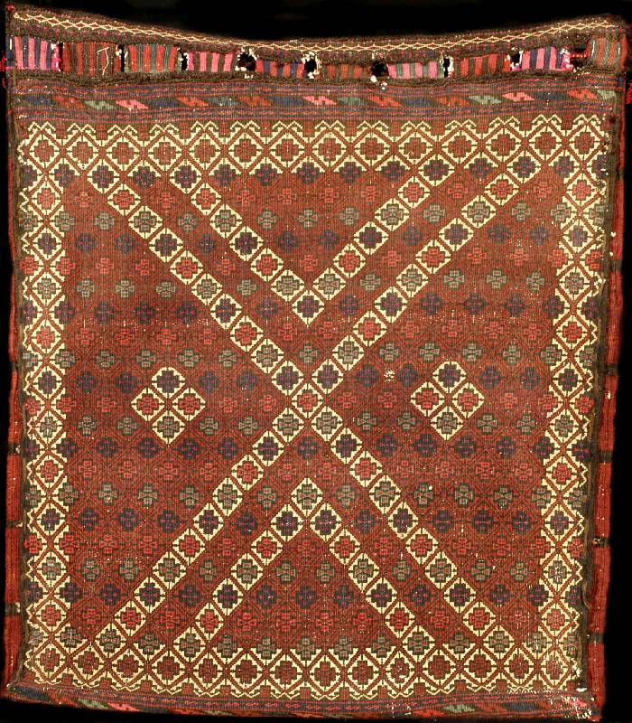 SchÖne große Bachtiar Tasche alt, SÜdwestpe rsien, Naturfarben, um 1910/1920, Wolle geknÜp ft auf Wolle, ca. 85 x 73 cm (großes Taschen-F ...