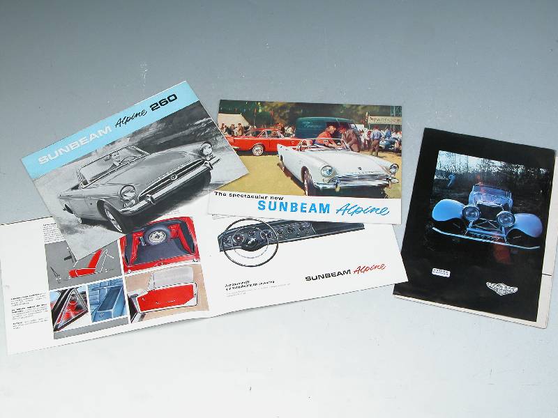 3x PROSPEKTE SUNBEAM ALPINE - 1x schwarz/weiss & 2x bunt mit Preisliste