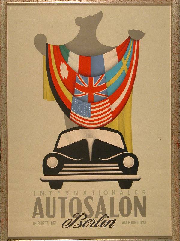 BERLIN AUTOSALON 6.-16.09.1961 - Farblithograf ie - Rahmen unten 2 kleine Beschädigungen