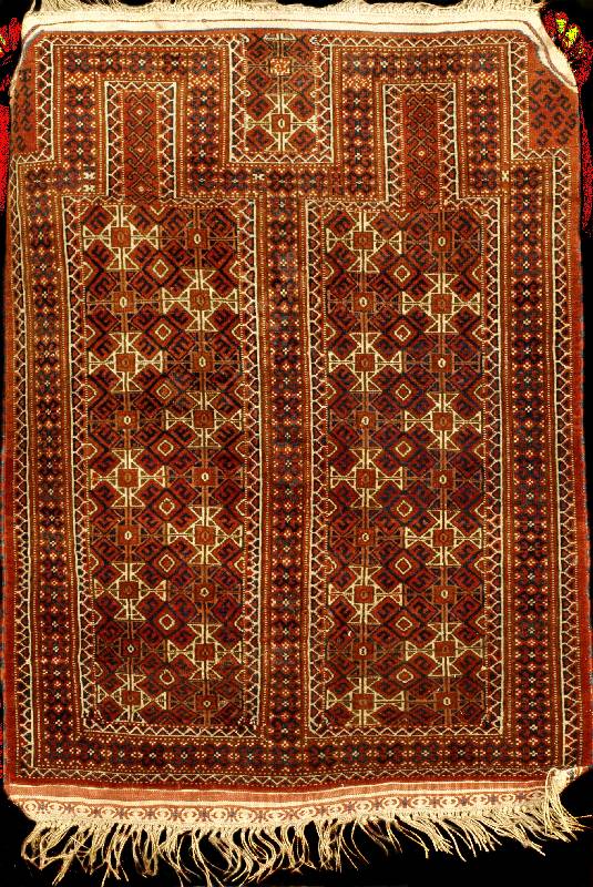 Jomud antik (Gebetsteppich), Turkmenistan n Ördliche Turkmenensteppe, um 1900, feine Wolle geknÜpft auf Wolle, ca. 116 x 85 cm, feine fe ste ...