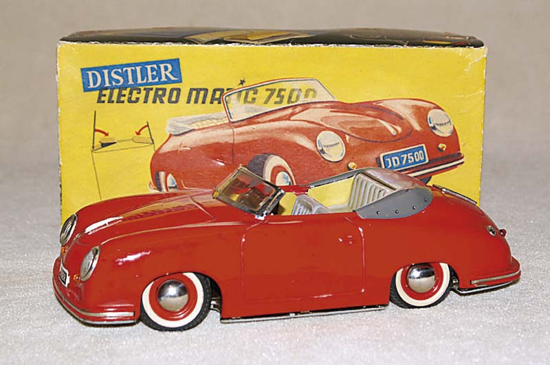 Distler Electro Matic 7500, 50er/60er Jahre, Porsche, rot, erste AusfÜhrung mit Flachbatterien, Batteriefach l. verschmutzt, Fkt. geprÜft, ...