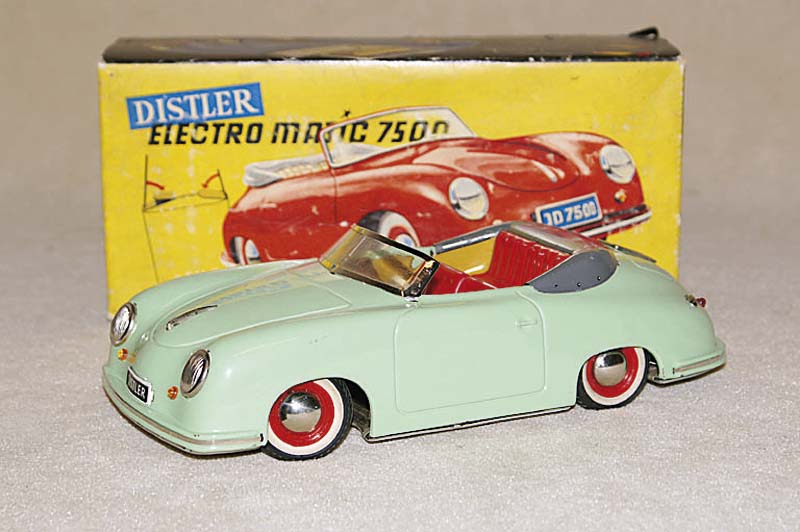 Distler Electro Matic 7500, 50er/60er Jahre, Porsche, tÜrkis, batteriebetrieben, Fkt. geprÜft, intakt, mit SchlÜsselmÄppchen aus Leder, im ...