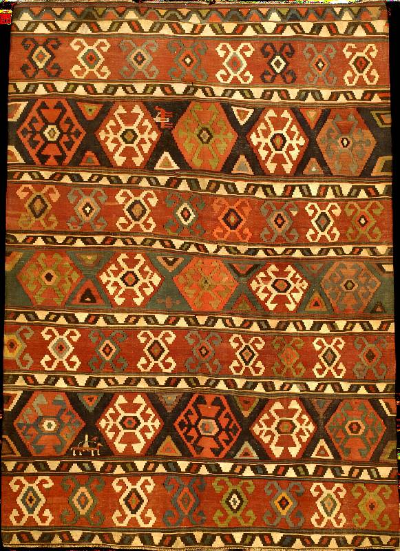 Großer feiner Shirwan Kelim antik, Ostkauka sus Kuba-gebiet, reine Naturfarben, 19.Jahrhun dert, Wolle geknÜpft auf Wolle, ca. 280 x 195 cm ...