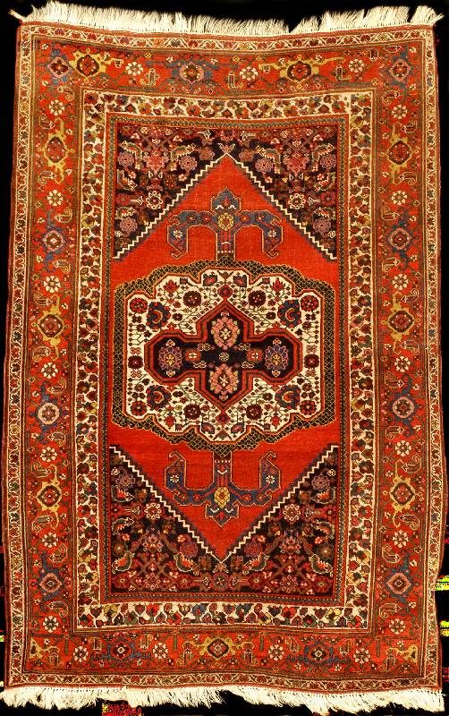 Malayer antik, Westpersien, Naturfarben, um 1900, Wolle geknÜpft auf Baumwolle, ca. 210 x 142 cm, mittelfeine KnÜpfung, fester robuster Griff, ...