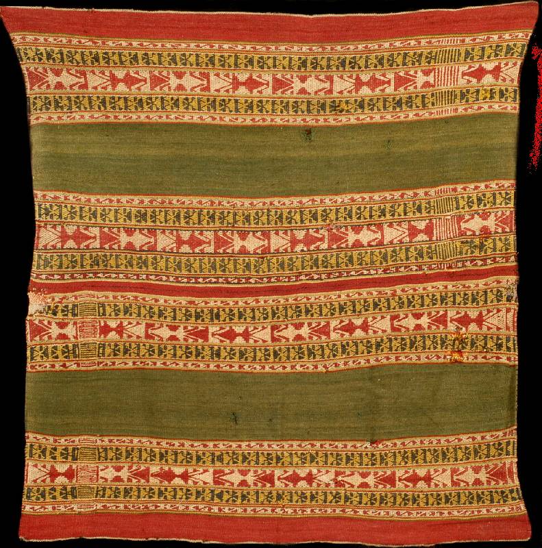 Textil Peru antik, SÜdamerika, reine Pflanz enfarben, ende 18.Jahrhundert, Wolle geknÜpft auf Wolle, ca. 94 x 86 cm, feine KnÜpftechnik, feiner ...