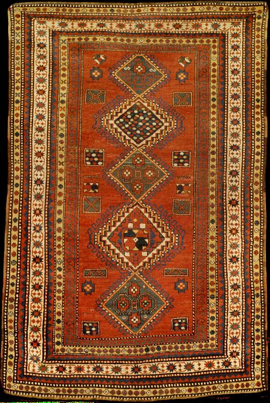 FrÜher Kazak antik, Zentralkaukasus Kazak-G ebiet, reine Pflanzenfarben, mitte 19.Jahrhund ert, Wolle geknÜpft auf Wolle, ca. 206 x 137 c m, feine ...
