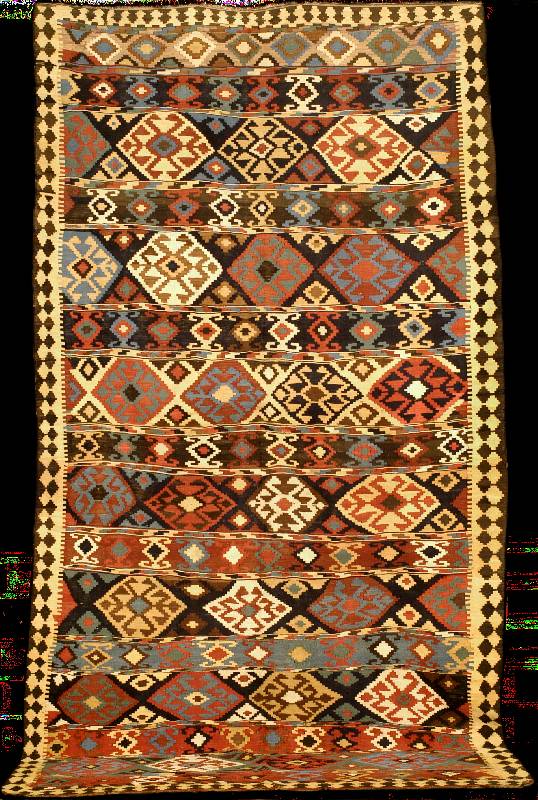 Kaukasischer Schlitzkelim antik, Kaukasus S hirwan Kuba-Gebiet, reine Pflanzenfarben, 19.J ahrhundert, Wolle geknÜpft auf Wolle, ca. 320 x 170 cm, ...