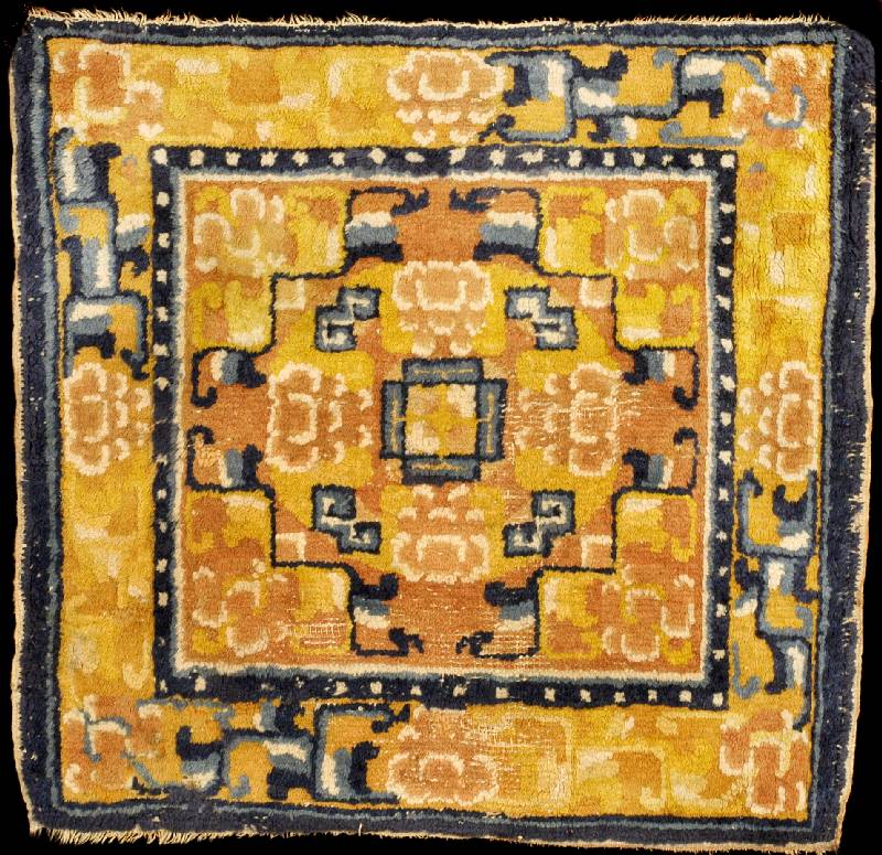 Ning Hsia antik, Westchina, reine Naturfarb en, mitte 19.Jahrhundert, Wolle geknüpft auf B aumwolle, ca. 66 x 63 cm, mittelfeine Knüpfung , ...