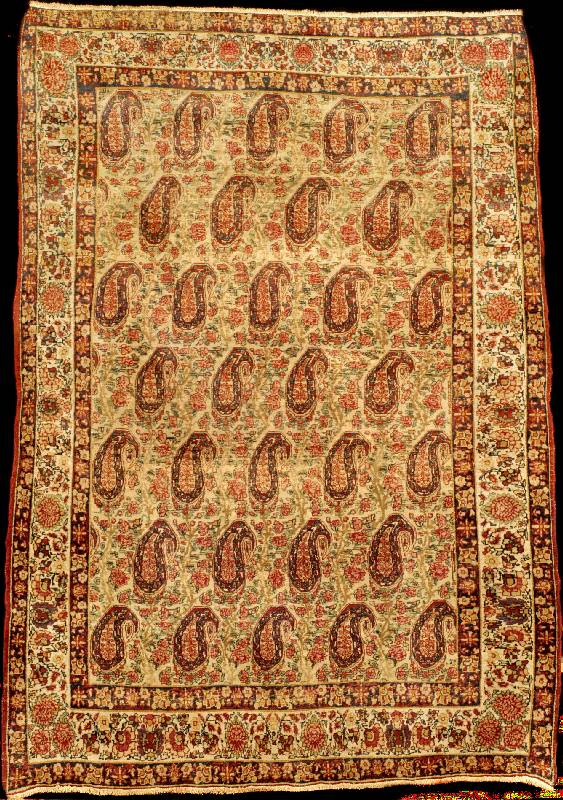 Musealer Kerman antik, SÜdpersien, reine Na turfarben, um 1900, Wolle geknÜpft auf Baumwol le, ca. 180 x 126 cm, feine KnÜpfung, SchÄtzwe rt: ...