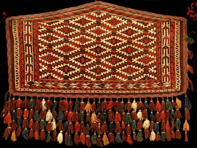 Sehr hochwertiger Asmalyk antik, Turkmenist an, reine Naturfarben, ende 19.Jahrhundert, fe ine kostbare Wolle geknÜpft auf Wolle, ca. 120 x 65 cm, ...