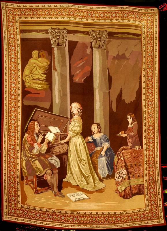 Jugendstil Tapisserie antik, Europa, um 190 0/1910, Wolle geknÜpft auf Wolle, ca. 250 x 18 0 cm, mittelfeine KnÜpfung, gute alte Wolle, S ...