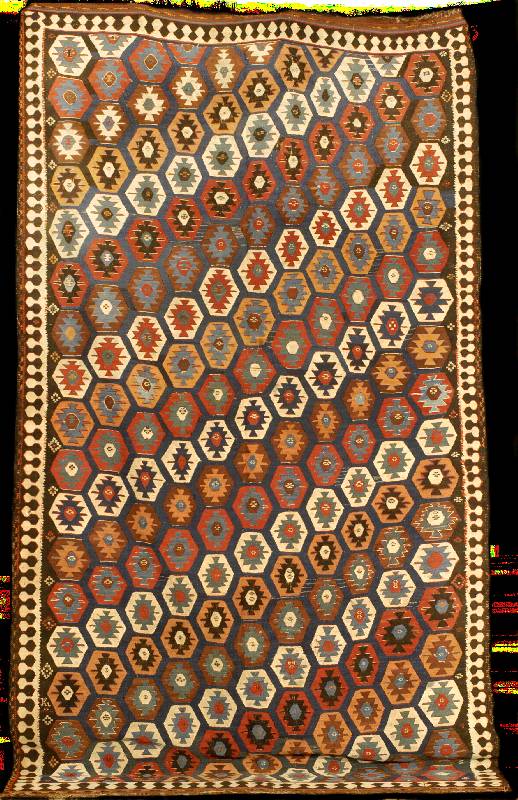 Weramin Kelim antik, Zentralpersien, um 190 0, Wolle geknÜpft auf Wolle, ca. 307 x 170 cm, feine bis mittelfeine KnÜpfung, feiner Griff, ...