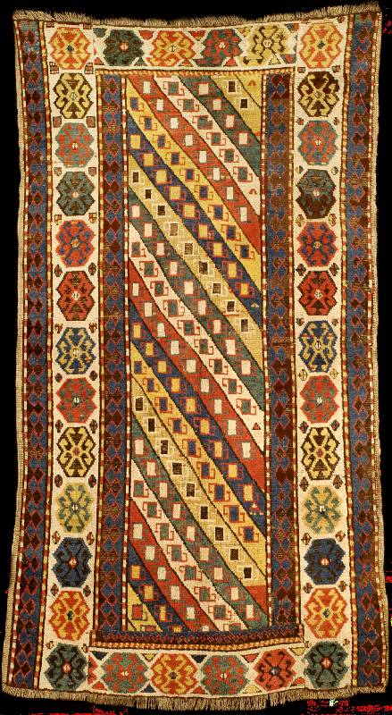 Streifen Gendje antik, Zentralkaukasus, rei ne Naturfarben, mitte 19.Jahrhundert, Wolle ge knÜpft auf Wolle, ca. 217 x 120 cm, Erhaltung: 3-4 ...