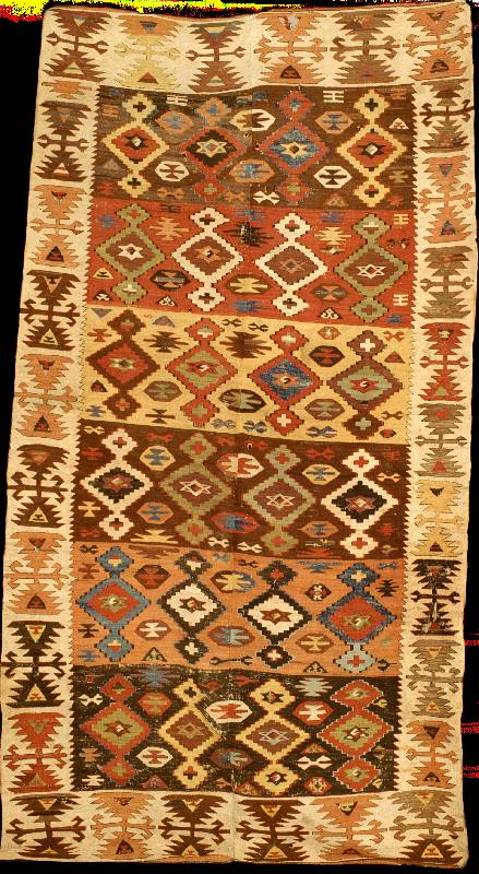 Seltener Anatolischer Schlitzkelim antik, T Ürkei Anatolien, reine Pflanzenfarben, mitte 1 9.Jahrhundert, Wolle geknÜpft auf Wolle, ca. 2 78 x 148 ...