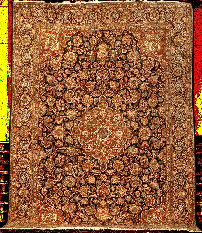 PrÄchtiger Keschan Kork alt, Zentralpersien , um 1910/1920, feine glanzreiche Korkwolle ge knÜpft auf Baumwolle, ca. 387 x 272 cm, feine feste ...