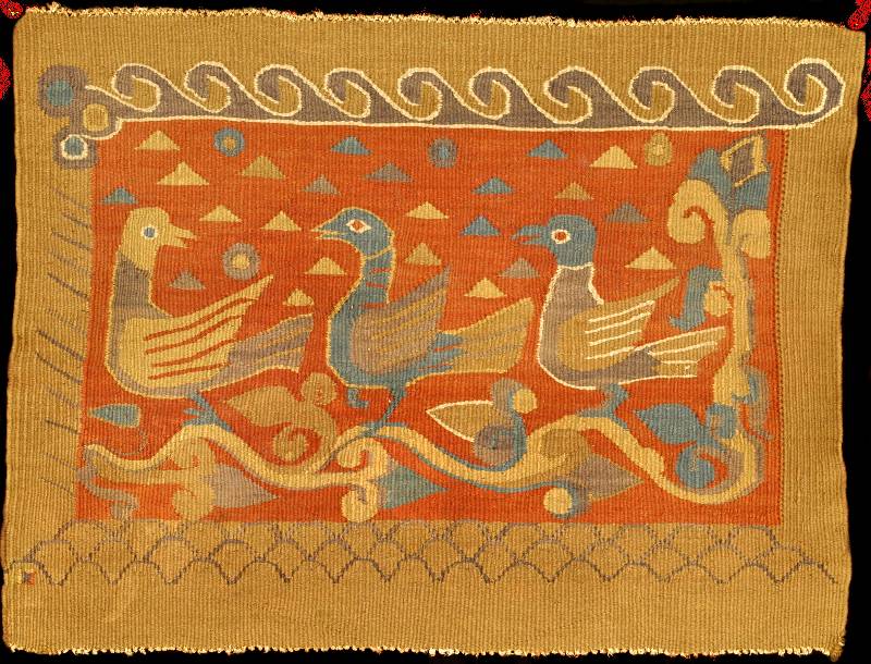 Jugendstil Vogel-Kelim alt, Deutschland woh l Darmstadt (MartildenhÖhe), um 1920/1930, Wol le geknÜpft auf Wolle, ca. 63 x 47 cm, mittelf eine ...