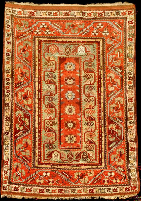 Seltener Melas antik, SÜdwesttÜrkei, reine Naturfarben, 19.Jahrhundert, Wolle geknÜpft au f Wolle, ca. 179 x 130 cm, mittelfeine KnÜpfun g, ...