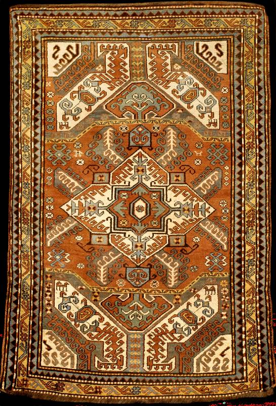 Kasim Uschag antik, Ostkaukasus, reine Pfla nzenfarben, 19.Jahrhundert, Wolle geknÜpft auf Wolle, ca. 205 x 138 cm, mittelfeine KnÜpfung , guter ...