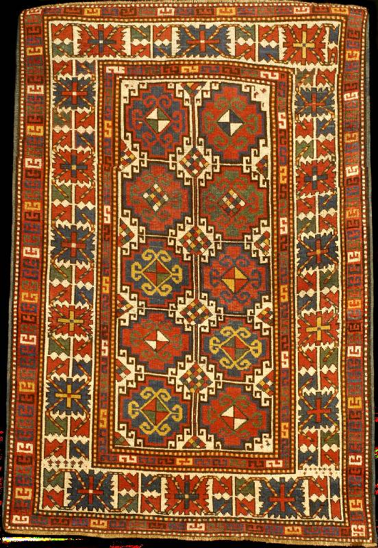 Seltener weißgrundiger Moghan antik, SÜdost kaukasus, reine Naturfarben, 19.Jahrhundert, W olle geknÜpft auf Wolle, ca. 220 x 150 cm, mit ...