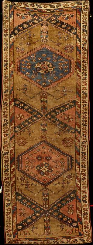 Seltene antike Persische Galerie, Nordwestp ersien, Naturfarben, um 1900, Wolle geknÜpft a uf Wolle, ca. 305 x 115 cm, mittelfeine KnÜpfu ng, ...