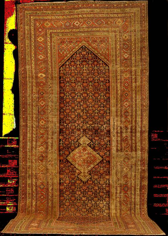 Farahan Kelley antik (Palastteppich), Westp ersien, reine Pflanzenfarben, mitte 19.Jahrhun dert, Wolle geknÜpft auf Baumwolle, ca. 485 x 200 cm, ...