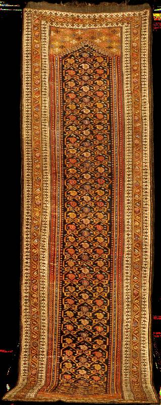 Kurdische Galerie antik, Nordpersien/Azerba idjan, reine Naturfarben, ende 19.Jahrhundert, Wolle geknÜpft auf Wolle, ca. 368 x 105 cm, f eine bis ...