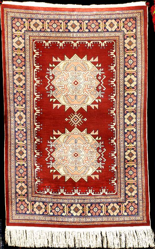 Dekorativer kleiner Seiden Hereke, TÜrkei, um 1960, feine glanzreiche reine Naturseide, c a. 99 x 63 cm, feine meisterliche KnÜpfqualitÄ t, ...