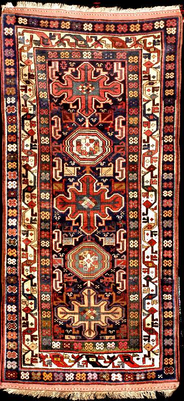 Eriwan antik, Kaukasus, Naturfarben, um 190 0, feine glanzreiche Wolle geknÜpft auf Wolle, ca. 223 x 105 cm, feine bis mittelfeine KnÜpf ung, ...