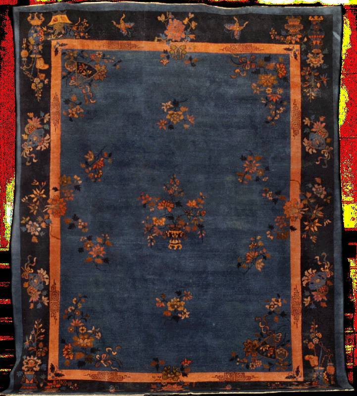 Peking antik, China, ende 19.Jahrhundert, f eine glÄnzende Wolle geknÜpft auf Baumwolle, c a. 350 x 283 cm, gute feine KnÜpfung, feiner G riff, ...