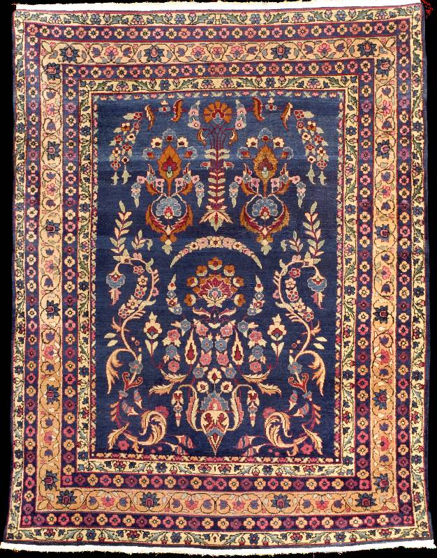 Kerman Lawer antik, SÜdpersien, um 1900, Wo lle geknÜpft auf Baumwolle, ca. 155 x 118 cm, Erhaltung: 3 (gleichmÄßig dÜnner Flor ansonste n gut ...
