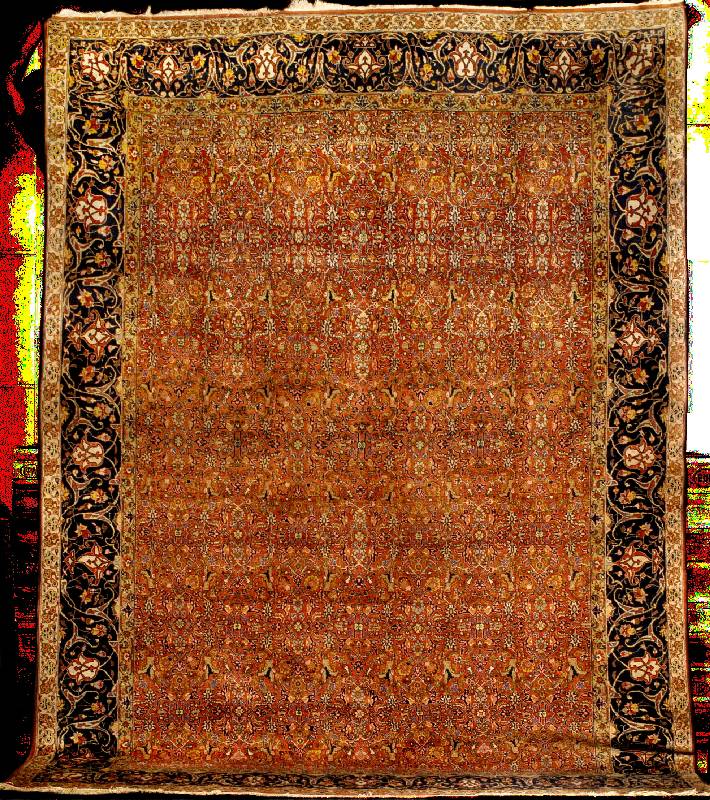 Agra antik, Indien, um 1900/1910, feine Wol le geknÜpft auf Baumwolle, ca. 370 x 272 cm, f eine feste KnÜpfung, feiner Griff, hervorragen de alte ...
